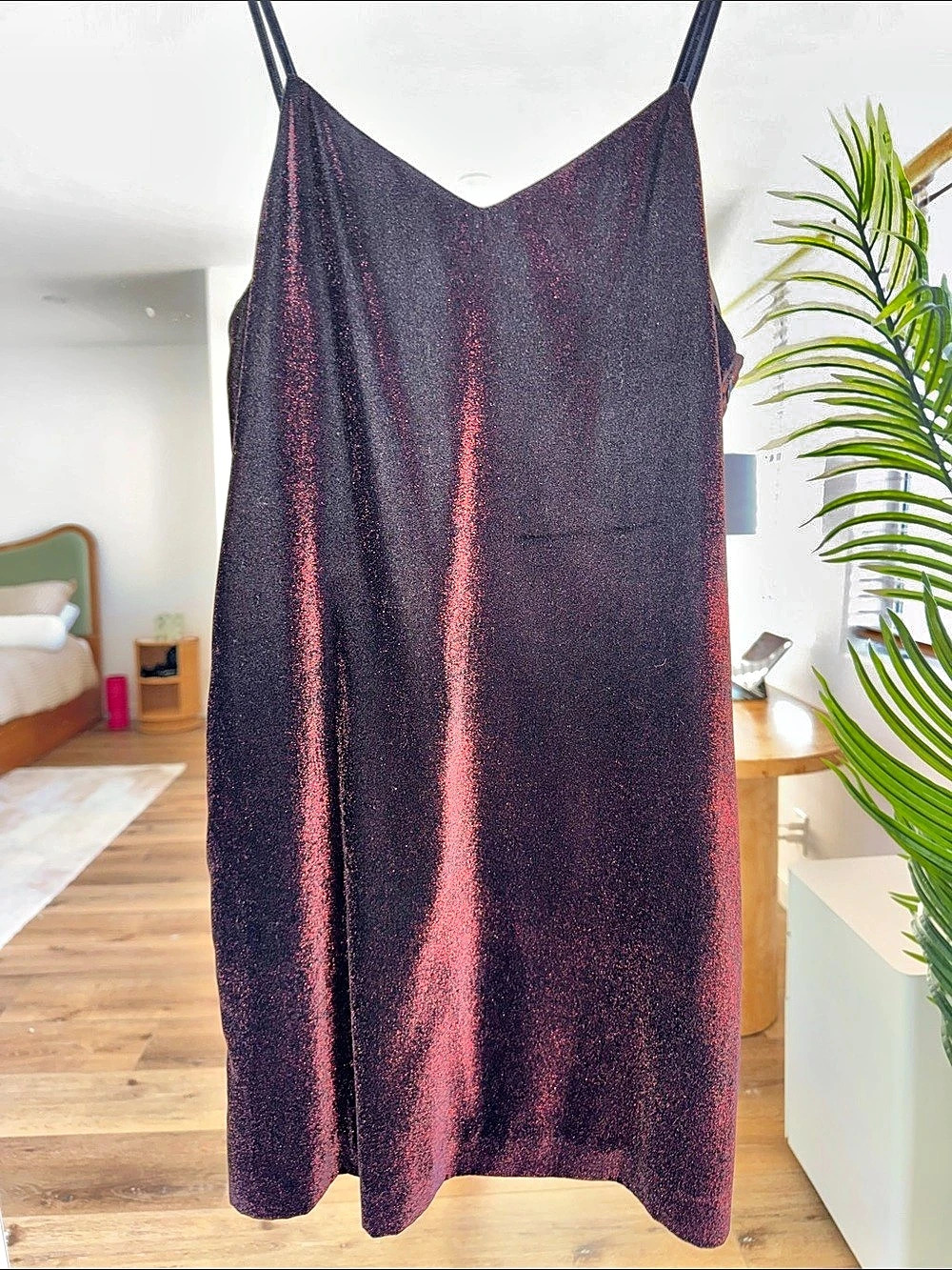 Tommy Hilfiger Collection Velvet Midi Slip Dress Black & Red Size 8